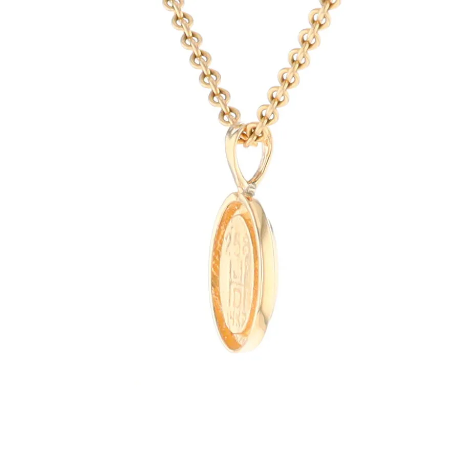 Gold Quartz Necklace Oval Inlaid Design Pendant