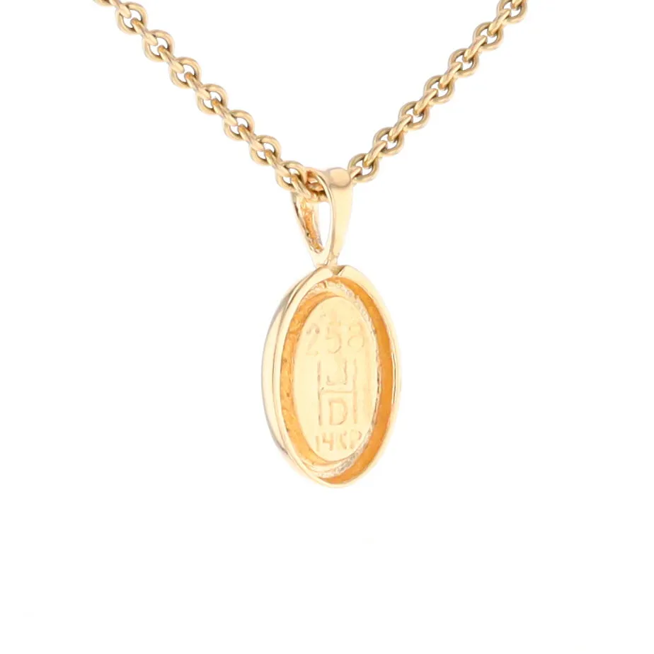 Gold Quartz Necklace Oval Inlaid Design Pendant