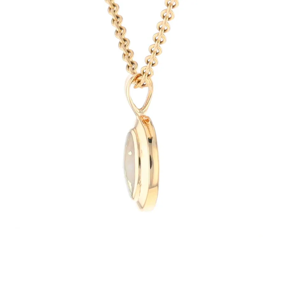 Gold Quartz Necklace Oval Inlaid Design Pendant