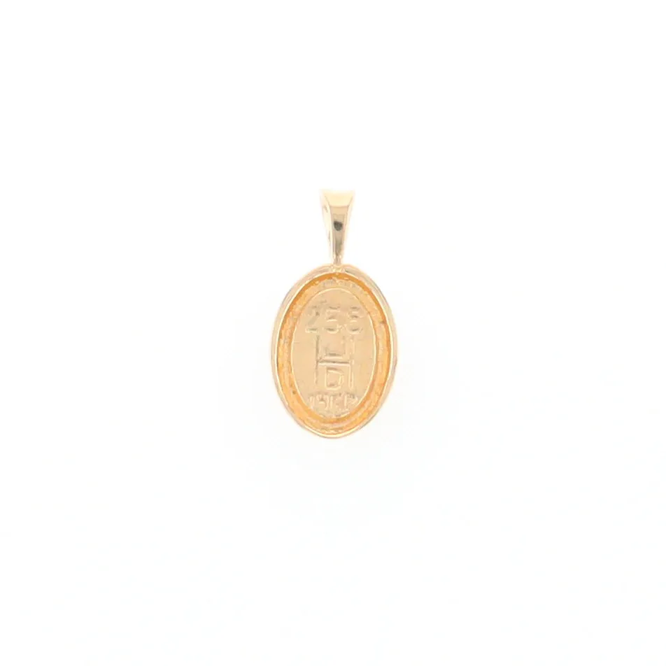 Gold Quartz Necklace Oval Inlaid Design Pendant