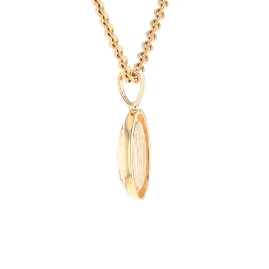 Gold Quartz Necklace Oval Inlaid Design Pendant