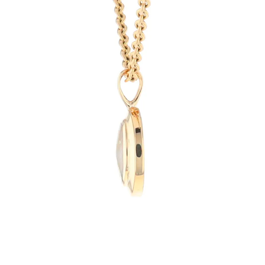 Gold Quartz Necklace Oval Inlaid Design Pendant