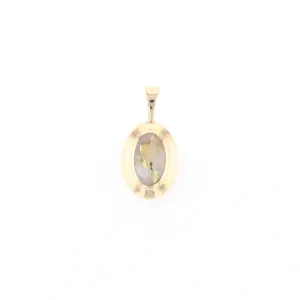 Gold Quartz Necklace Oval Inlaid Design Pendant