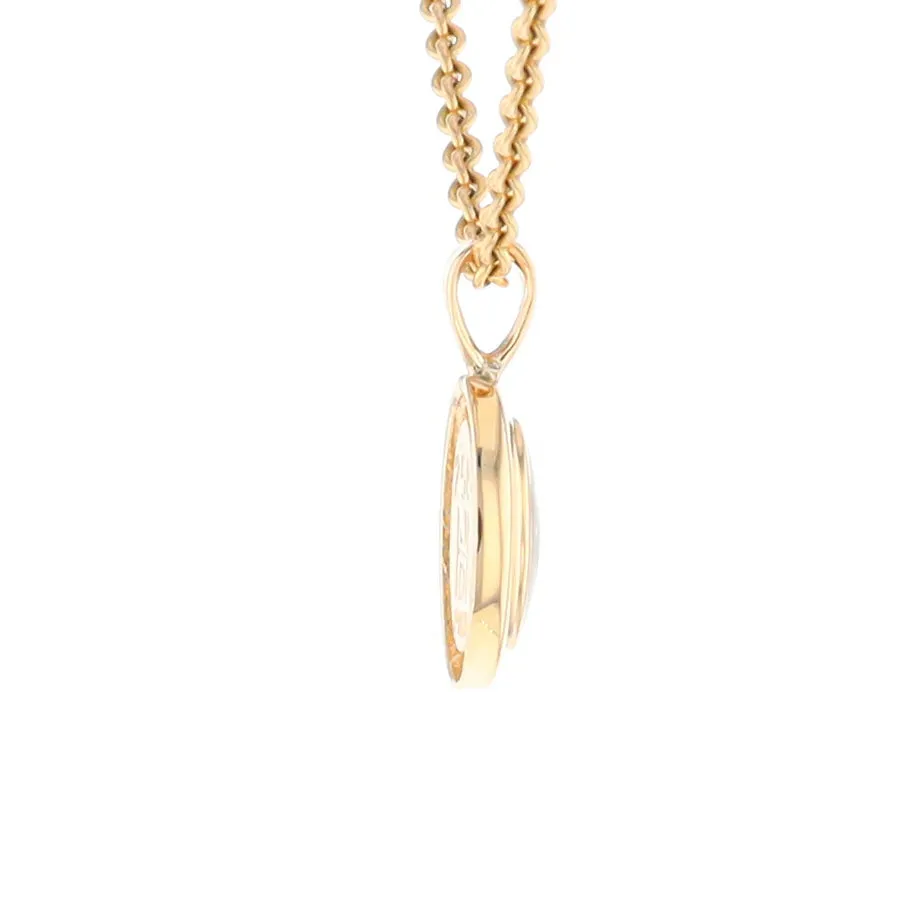 Gold Quartz Necklace Oval Inlaid Design Pendant