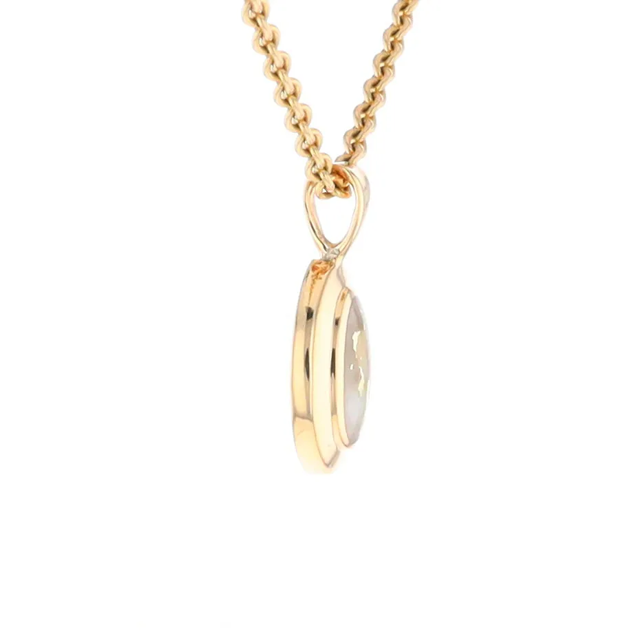 Gold Quartz Necklace Oval Inlaid Design Pendant