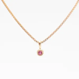 Gold Vermeil Tiny Milgrain Edge Ruby Necklace