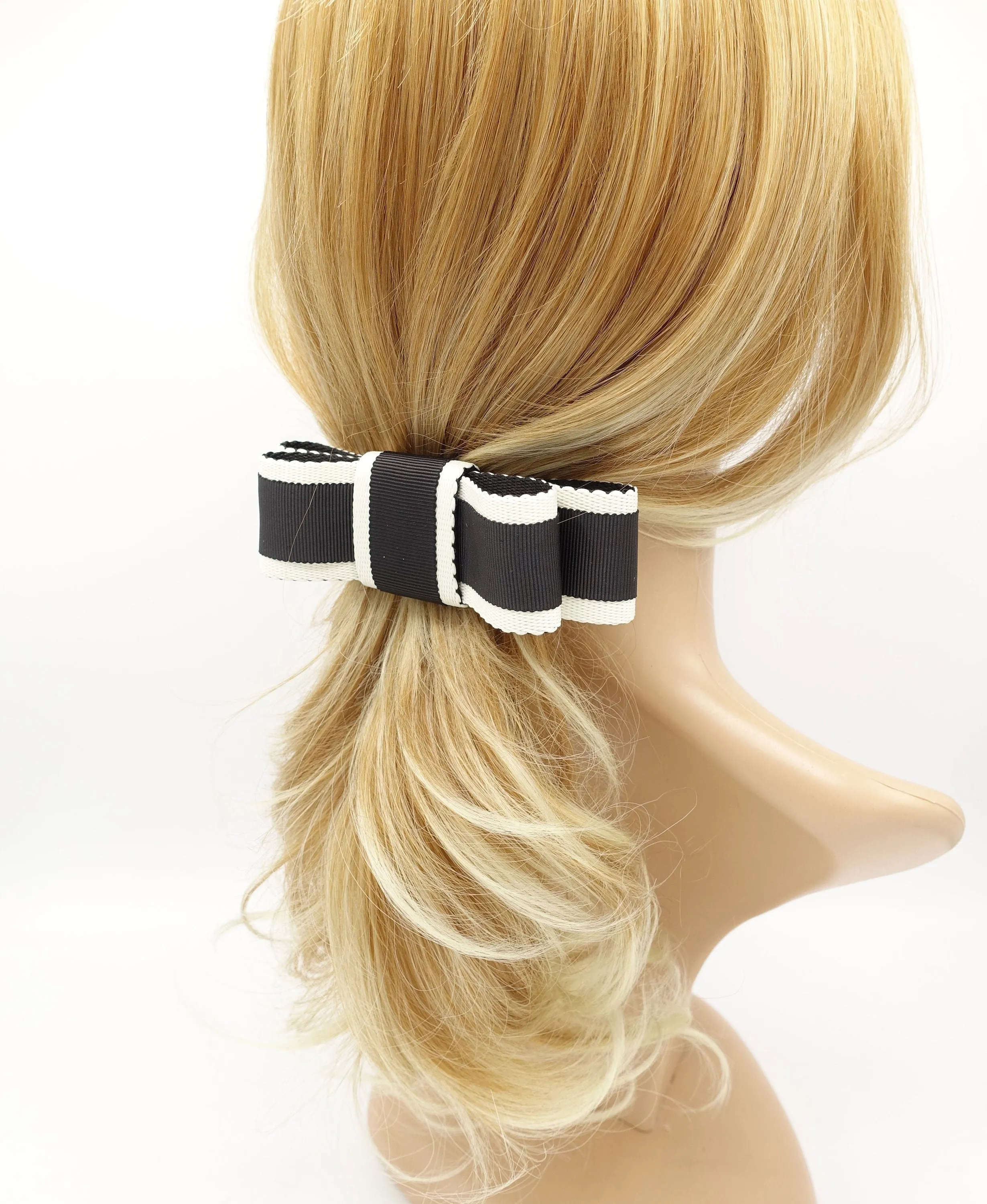 grosgrain hair bow wave edge layered two tone flat bow women hair accessories