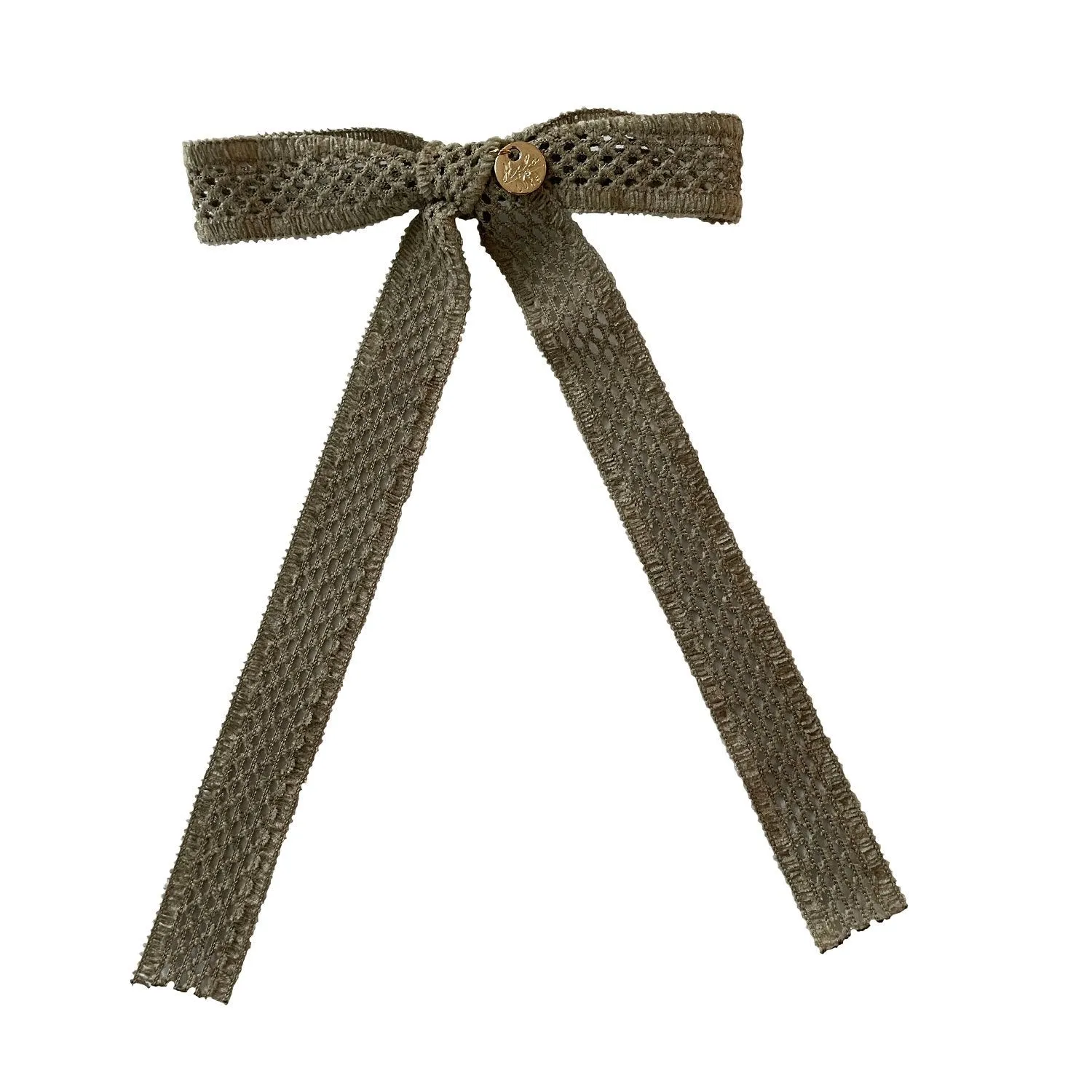 Halo Luxe Della Chenille Lace Bow Long Tail Clip - Sage