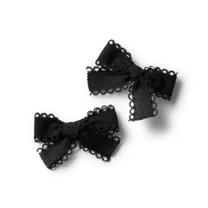 Halo Luxe Sweets Lace Double Bow Clip Set - Black