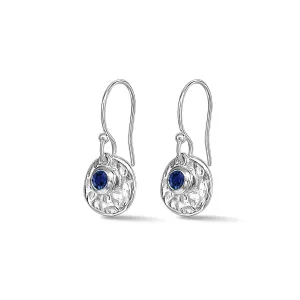 Hammered Disc & Blue Sapphire Array Earrings