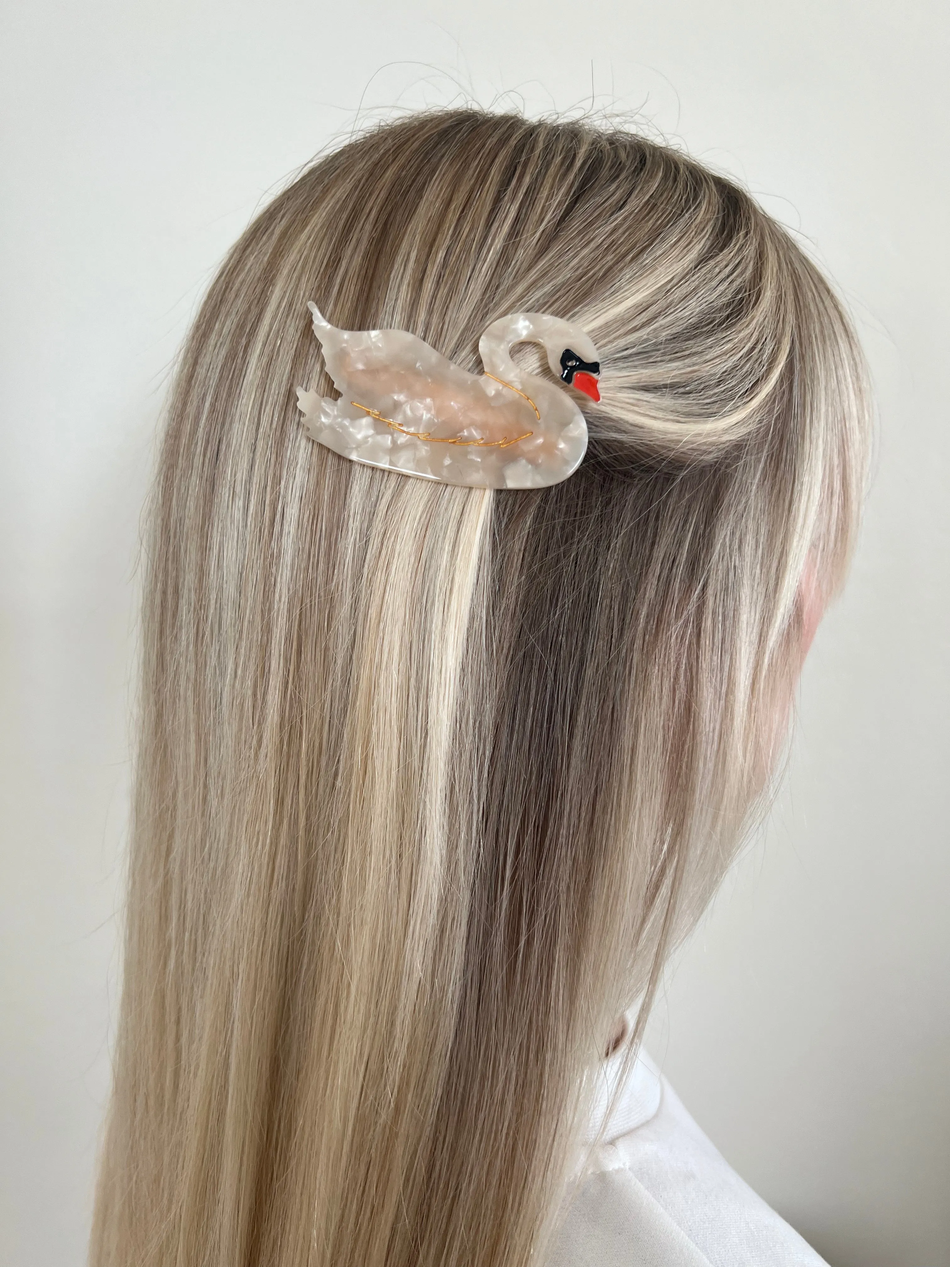 Hand-painted Swan Bird Barrette Hair Clip | Eco-Friendly