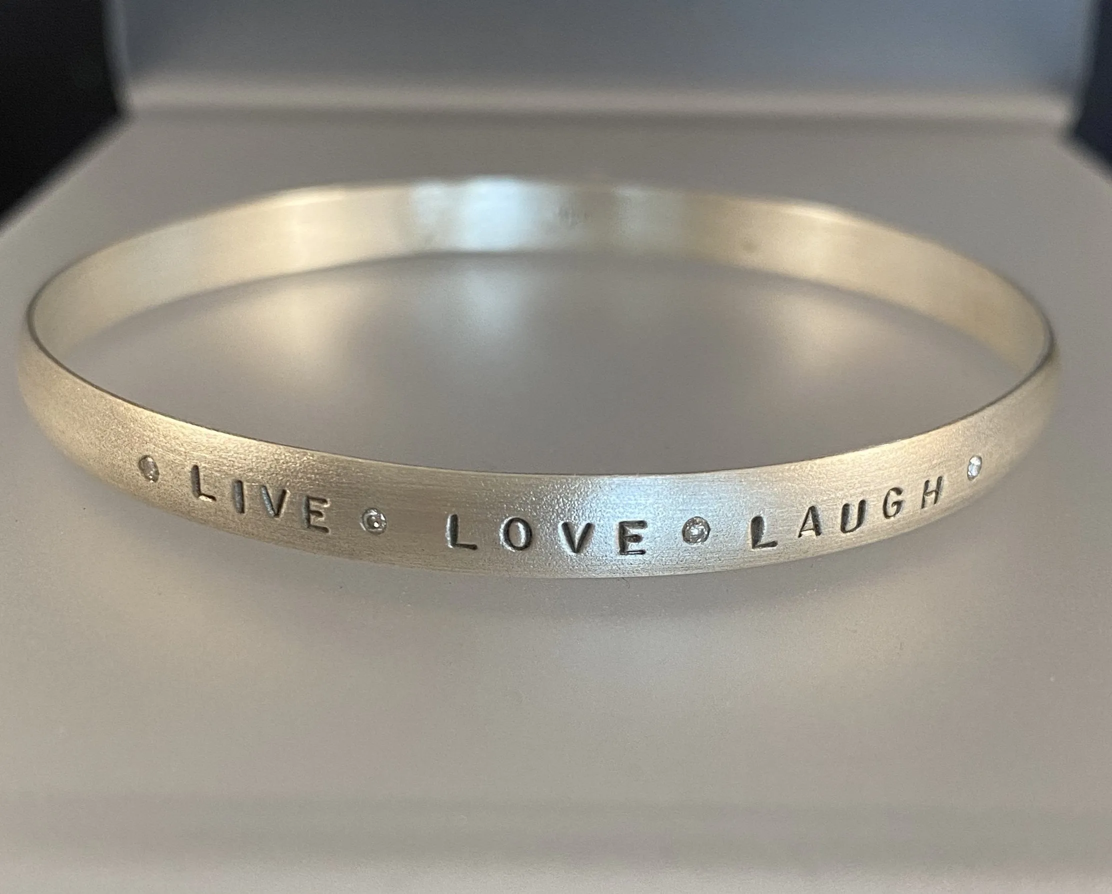 Hand Stamped Inspiration & Diamond Bangle Bracelet