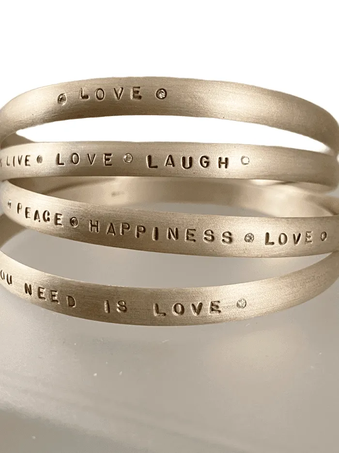 Hand Stamped Inspiration & Diamond Bangle Bracelet