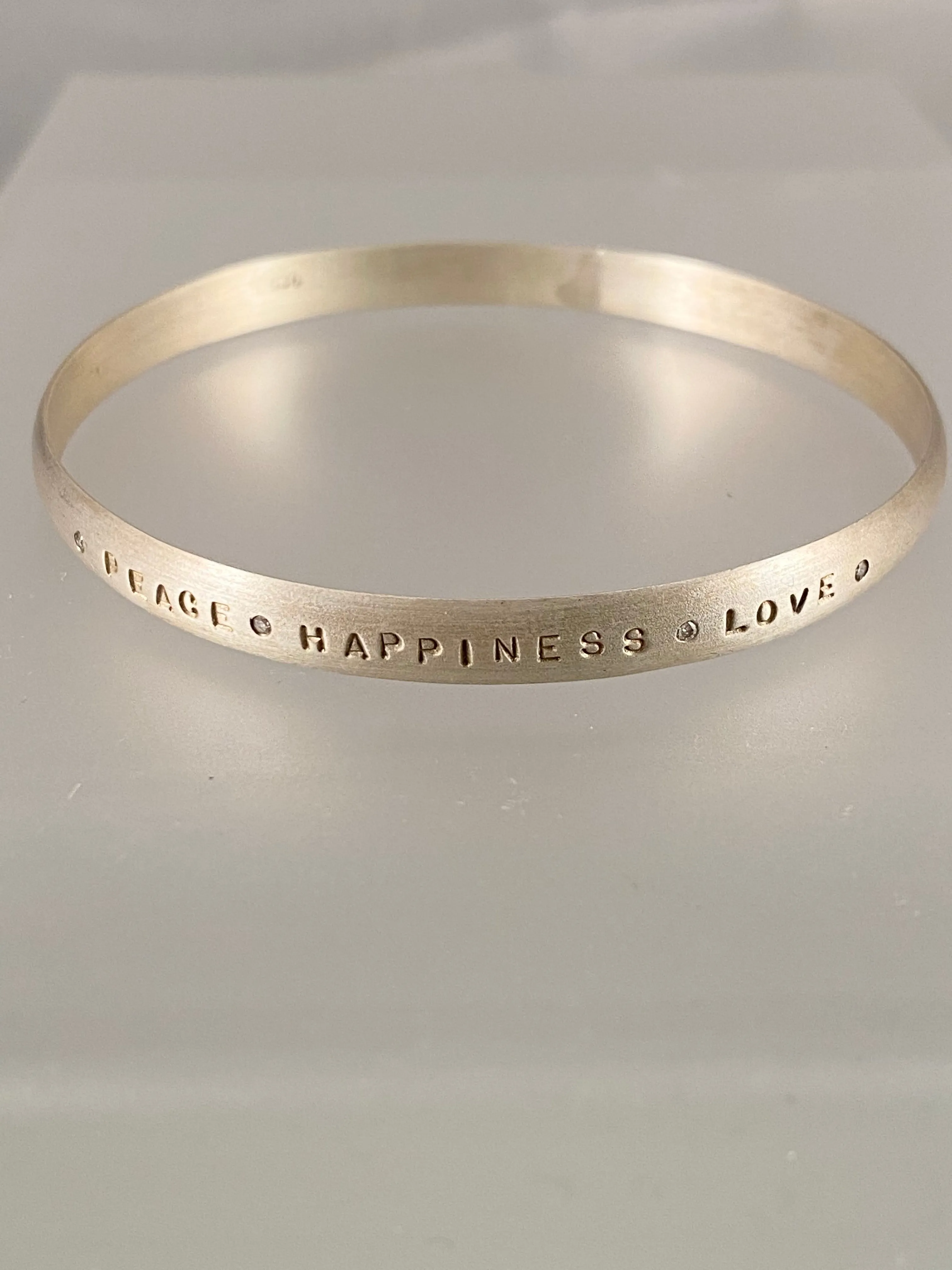 Hand Stamped Inspiration & Diamond Bangle Bracelet