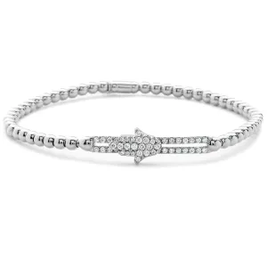 Hulchi Belluni Bracelet with Hamsa Pave Diamond Moveable Station White Gold Stretch Stackable