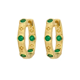 Jane Hoop Earrings With Emerald Inlay