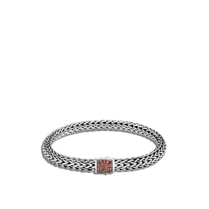 John Hardy Classic Chain Reversible Bracelet with Pusher Clasp with Black Sapphire and Garnet