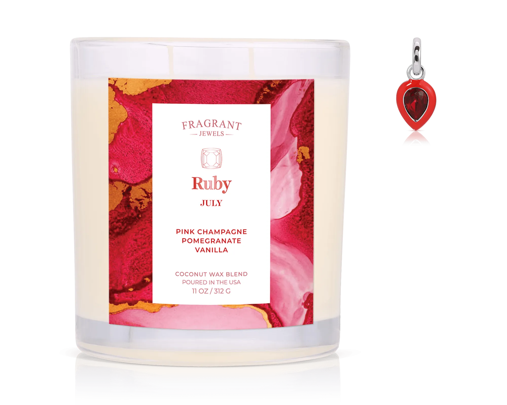 July Ruby Birthstone Charm - Jewel Candle