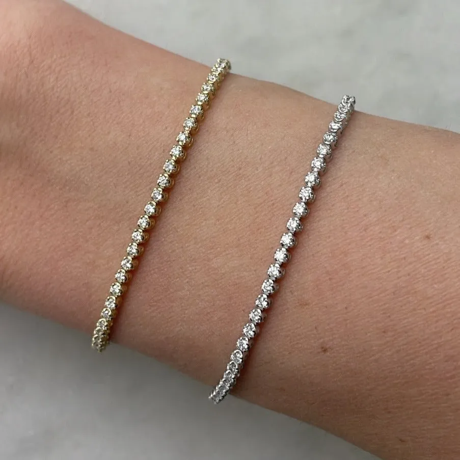 Lab Created 14K Gold Mini Diamond Tennis Bracelet