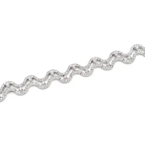 Ladies 14K White Gold Wave Design Diamond Bracelet