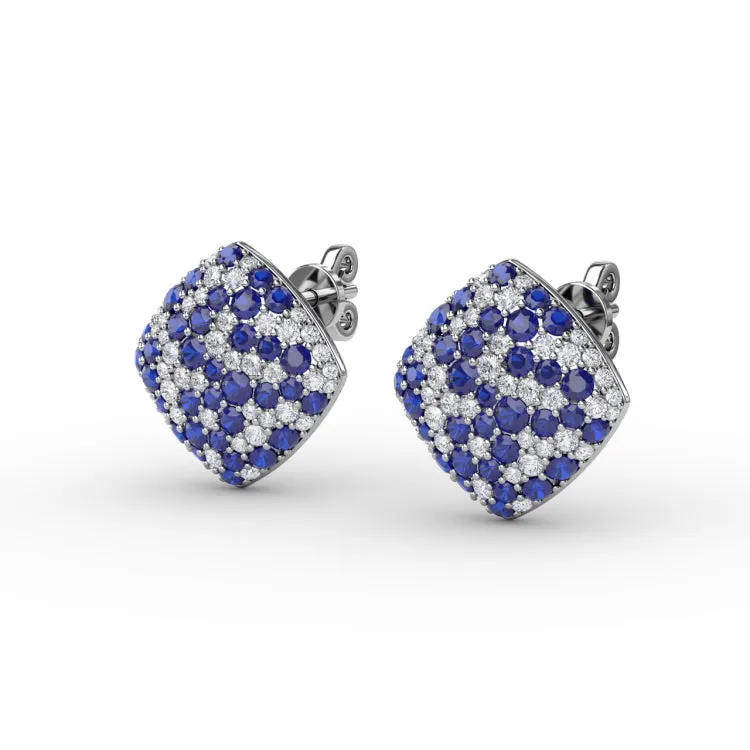 Large PavÃ© Sapphire and Diamond Studs