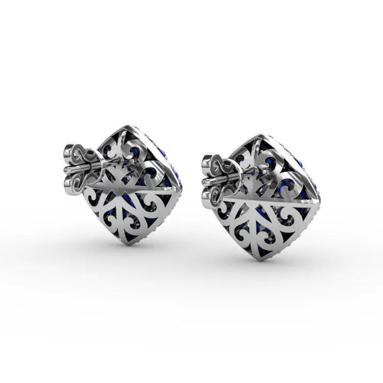 Large PavÃ© Sapphire and Diamond Studs