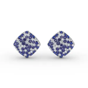 Large PavÃ© Sapphire and Diamond Studs