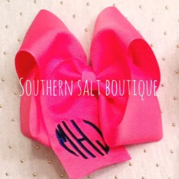 Large Solid Monogram Bow - You Pick Color!