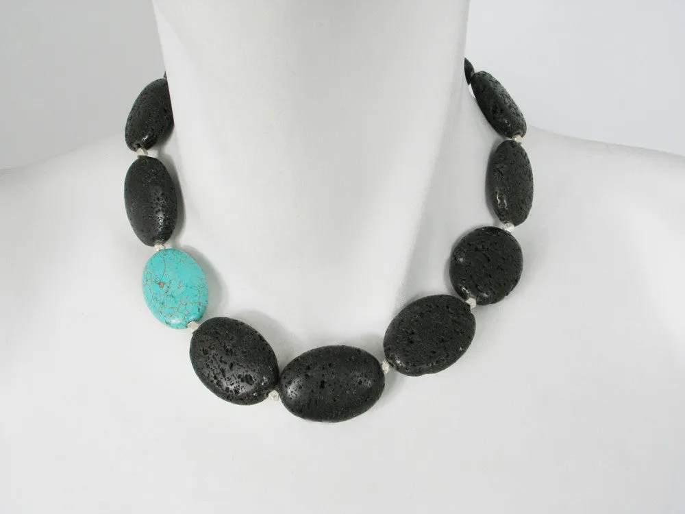 Lava Rock Necklace with Oval Bead