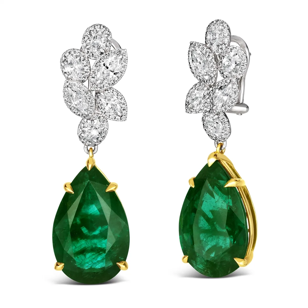 Le Vian Platinum and 18K Honey Gold Emerald and Diamond Dangle Earrings