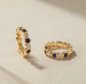 Mark Henry 18k Yellow Gold "Bubbly Sapphire and Diamond Mini" Hoop Earrings