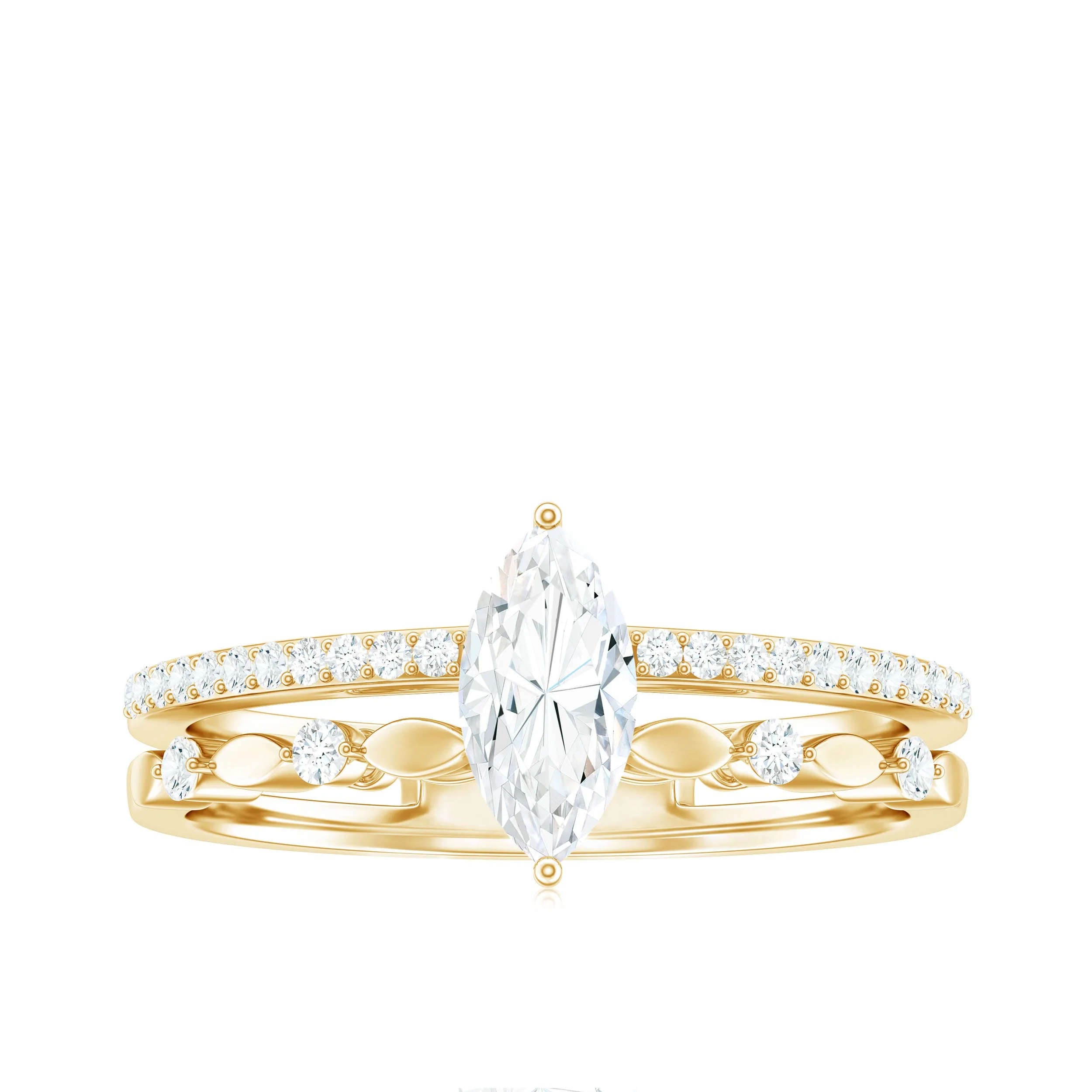 Marquise Cut Moissanite Solitaire Engagement Ring in Gold