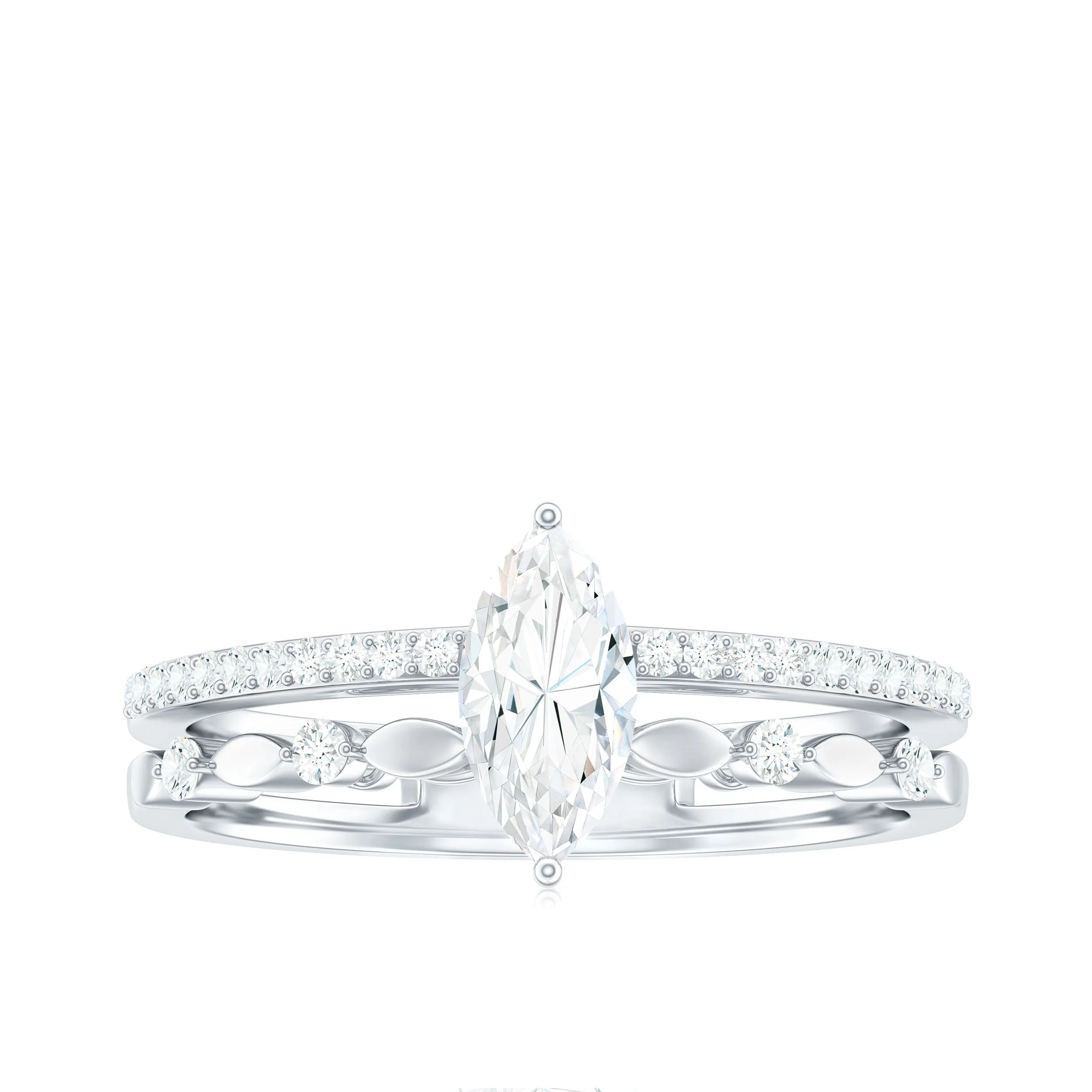 Marquise Cut Moissanite Solitaire Engagement Ring in Gold