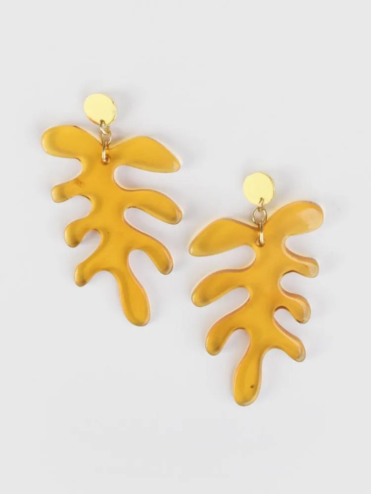 Matisse Leaf Earrings - Amber