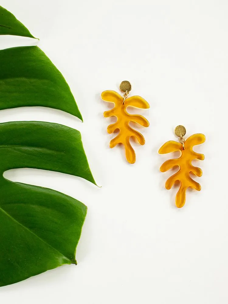 Matisse Leaf Earrings - Amber