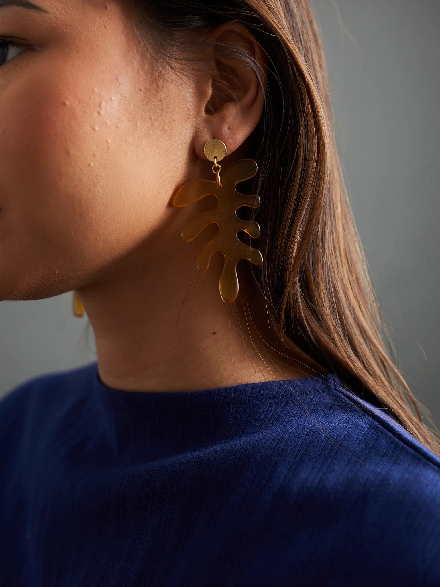 Matisse Leaf Earrings - Amber