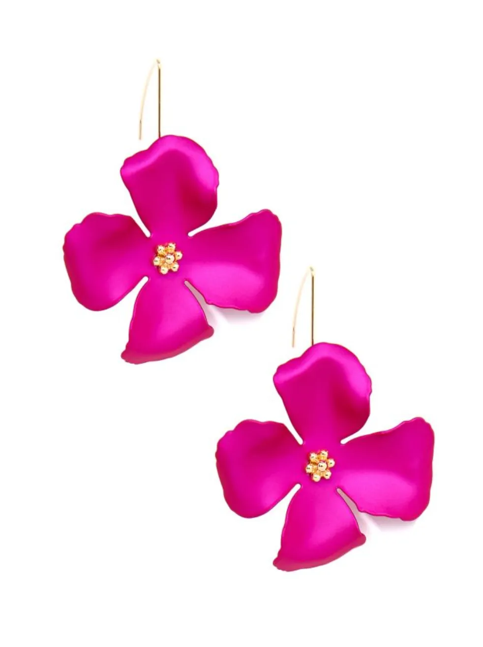 Metallic Flower Threader Drop Earrings