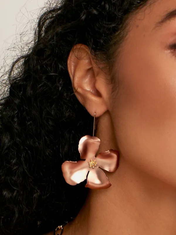 Metallic Flower Threader Drop Earrings