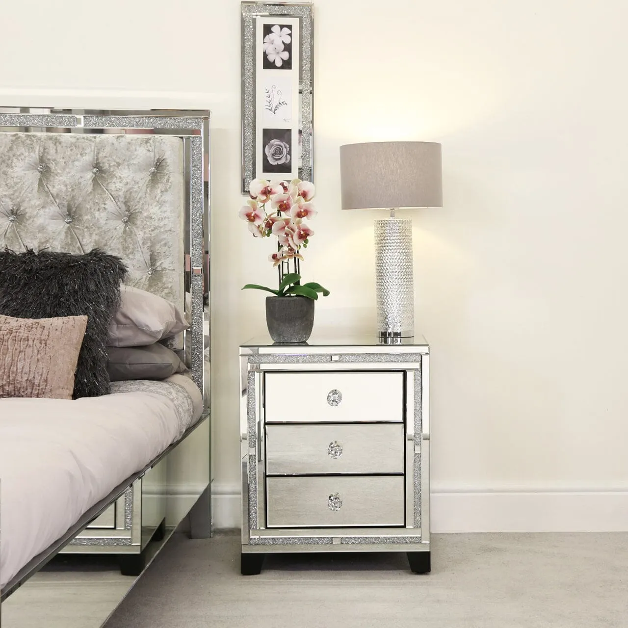 Milano Mirror Bedside Cabinet