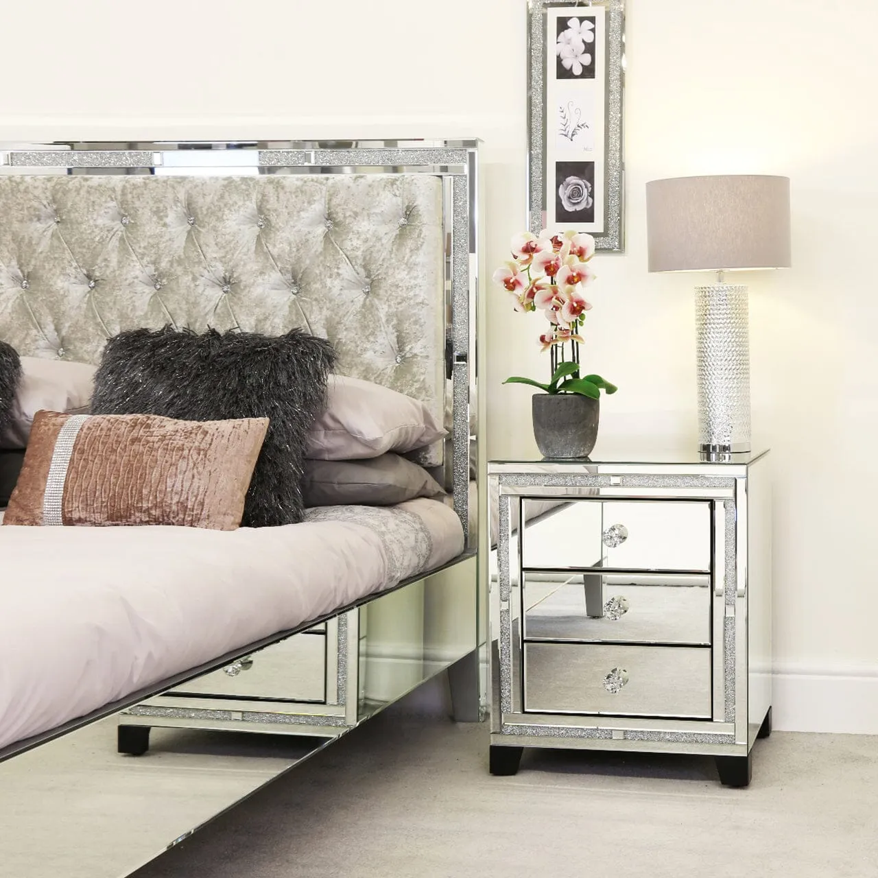 Milano Mirror Bedside Cabinet