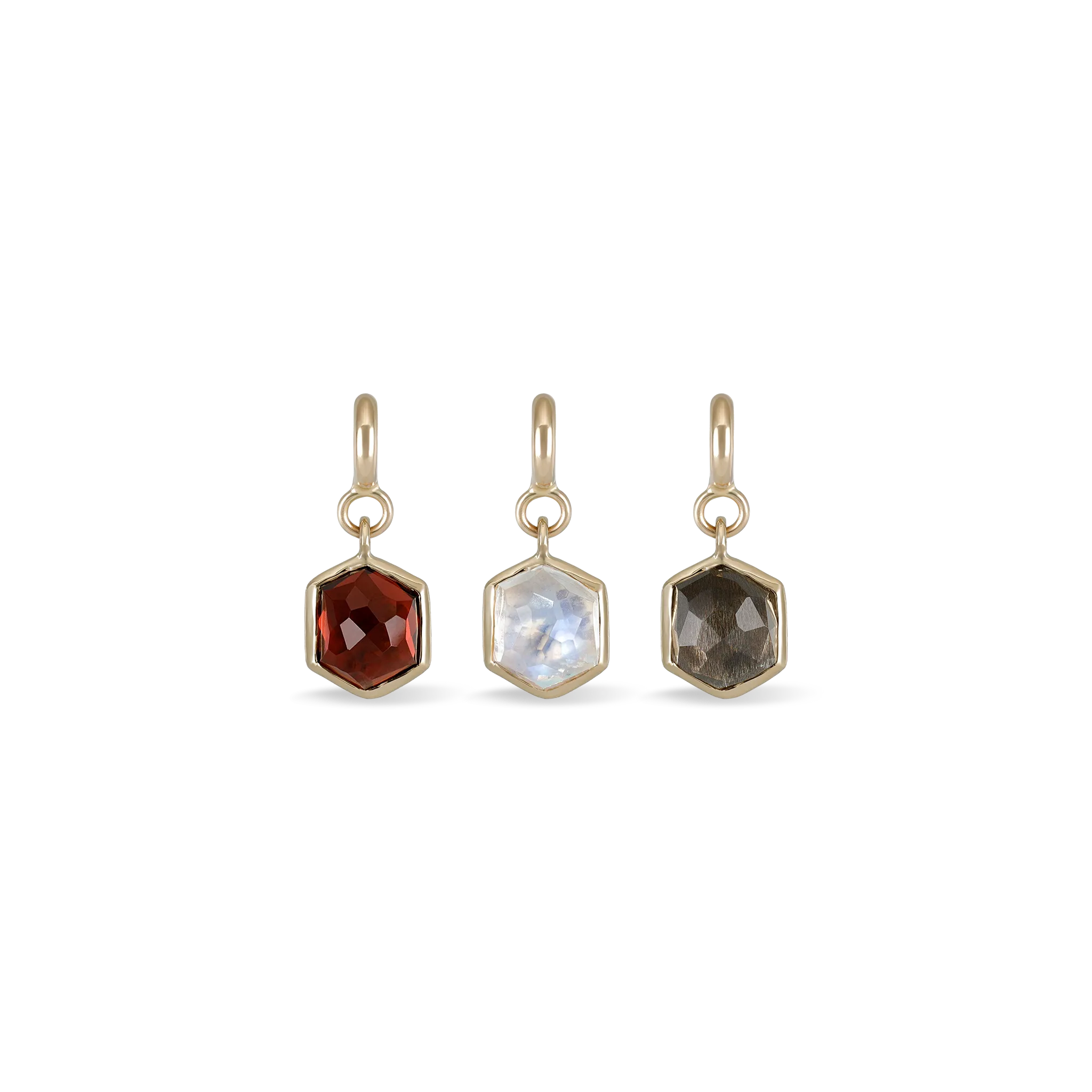 Mini Hexagon Dome Gemstone SR Pendant