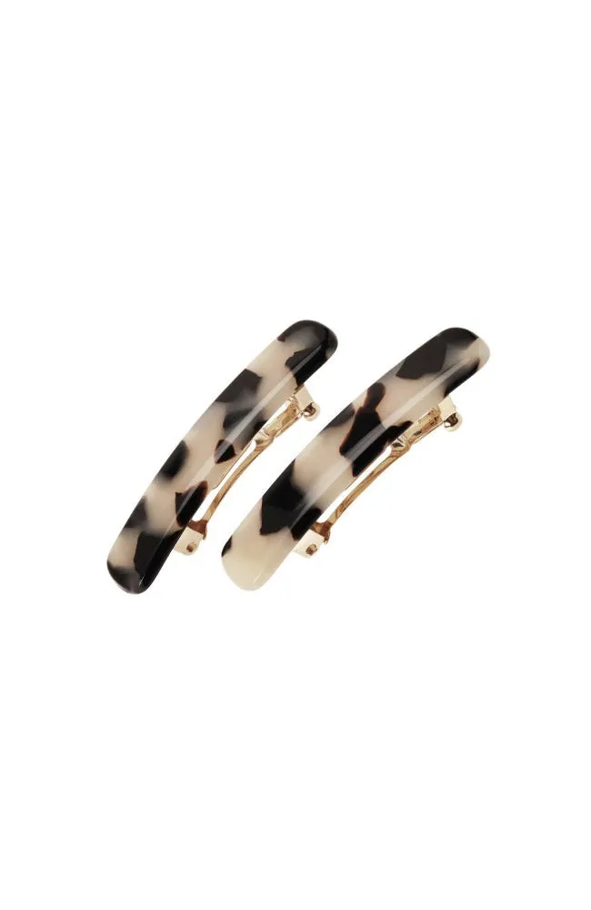 Mini Rectangle Barrette Pair - Classic