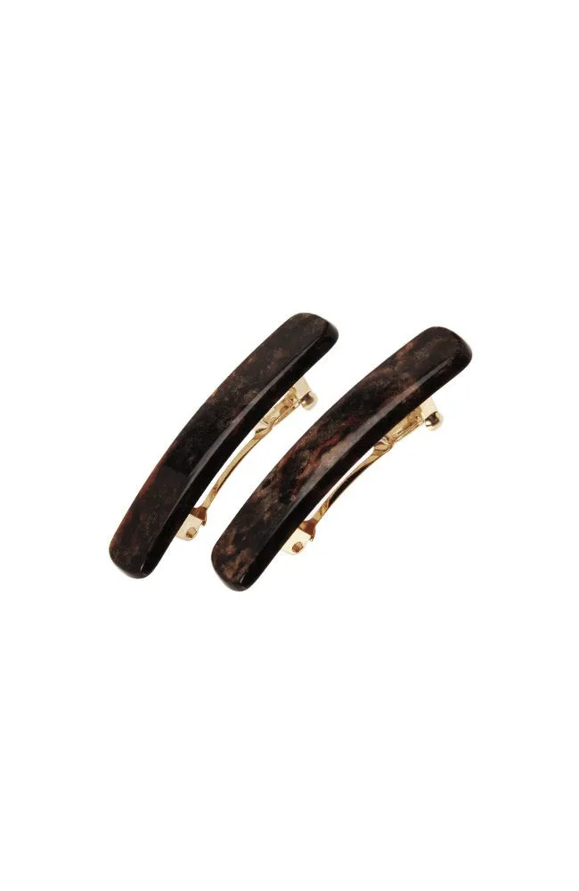 Mini Rectangle Barrette Pair - Classic