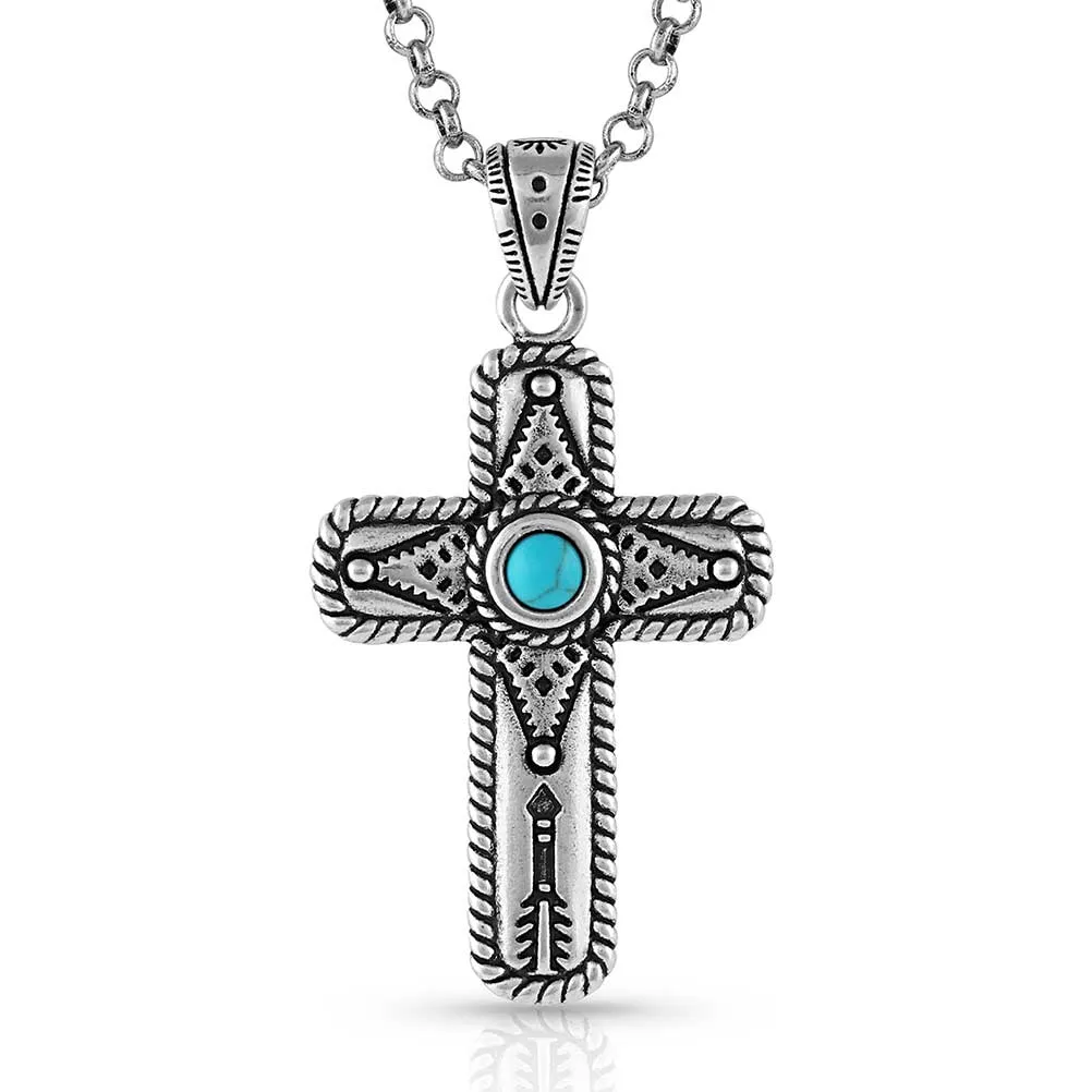 Montana Silversmiths | Necklace | Faith on Point Turquoise Cross