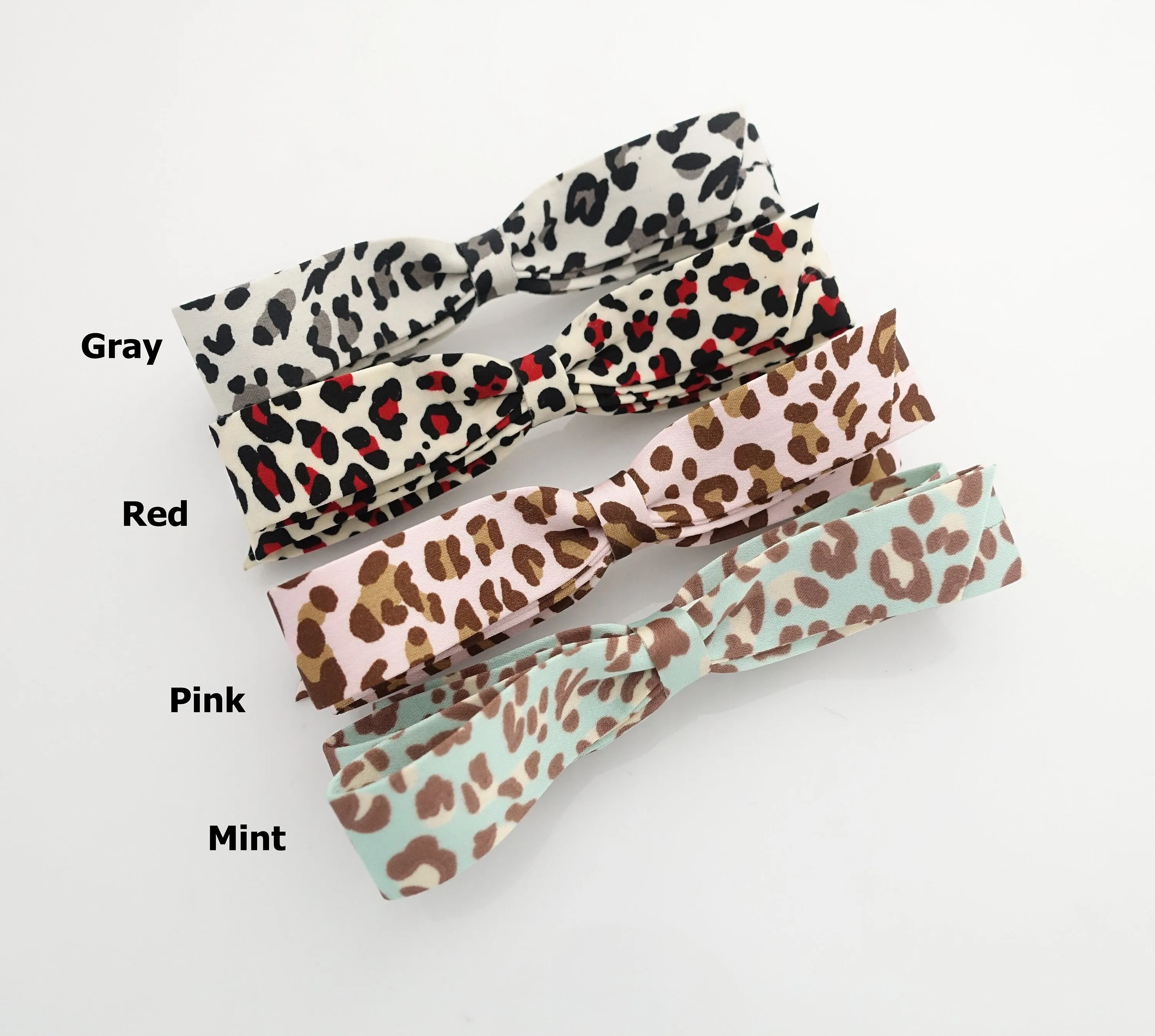 narrow satin hair bow leopard print bow french barrette women hair accessory