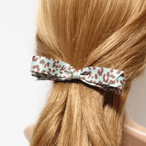 narrow satin hair bow leopard print bow french barrette women hair accessory