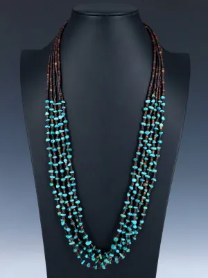 Native American Jewelry Shell Heishi and Turquoise Necklace