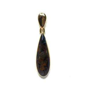 Natural pietersite inlaid tear drop pendant