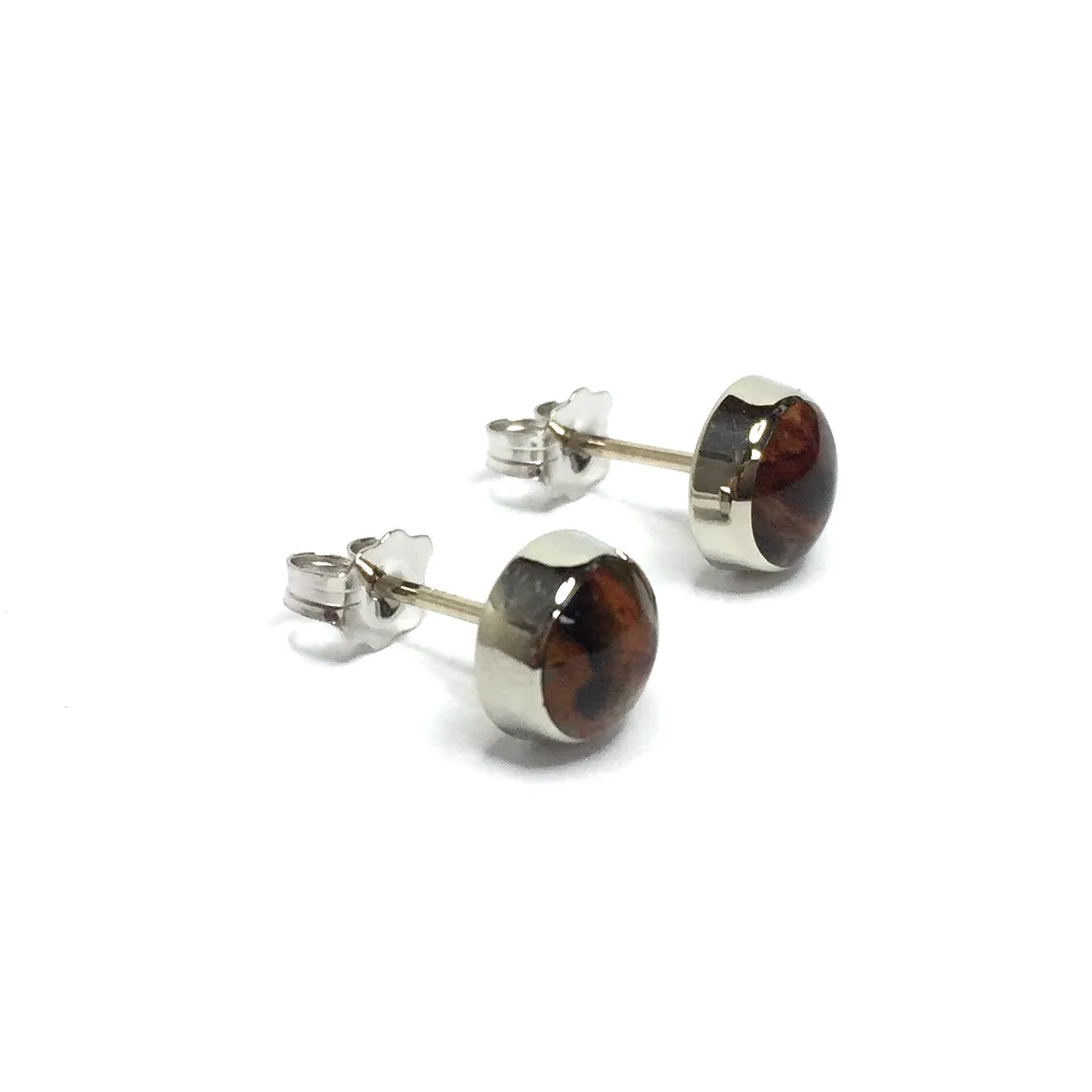 Natural pietersite round inlaid 7mm earrings