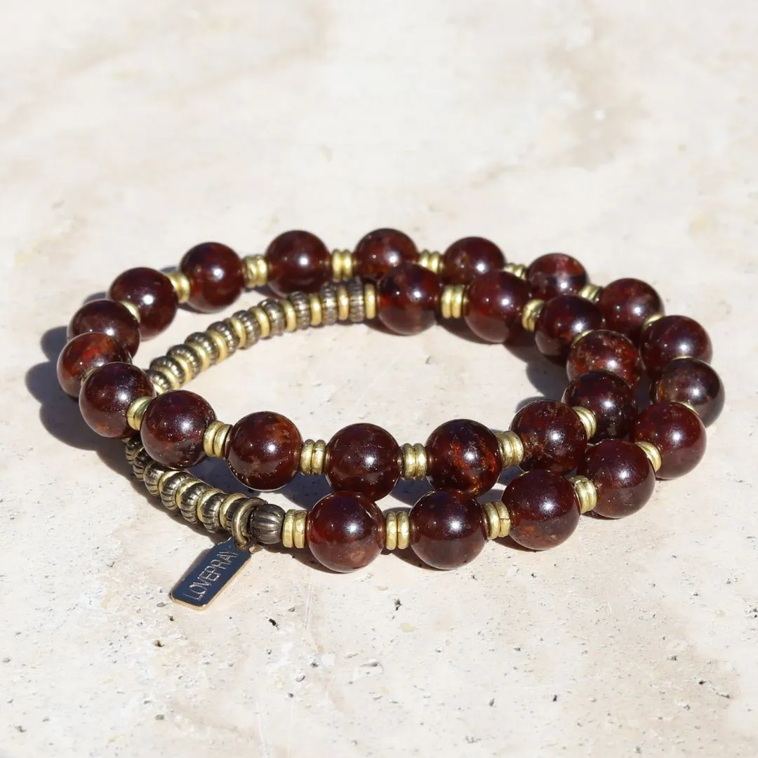 Orange Garnet Wrist Mala Bracelet *PRESALE*